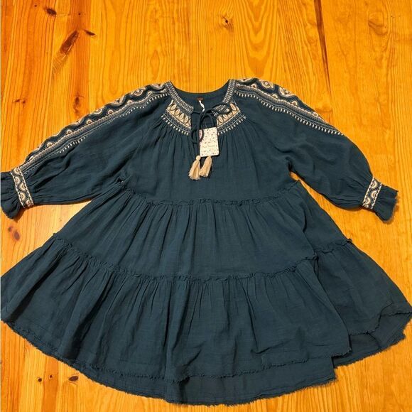 NWT Free People Dreamweaver Tiered Embroidered Boho 3/4 Sleeve Tunic Size XS - Picture 5 of 11